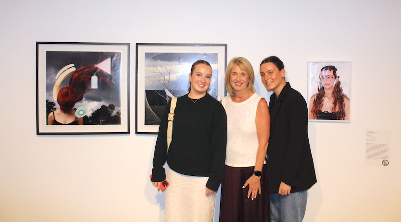 Head of Visual Arts Sandra Jane with Alice Donovan and Maggie Naughton